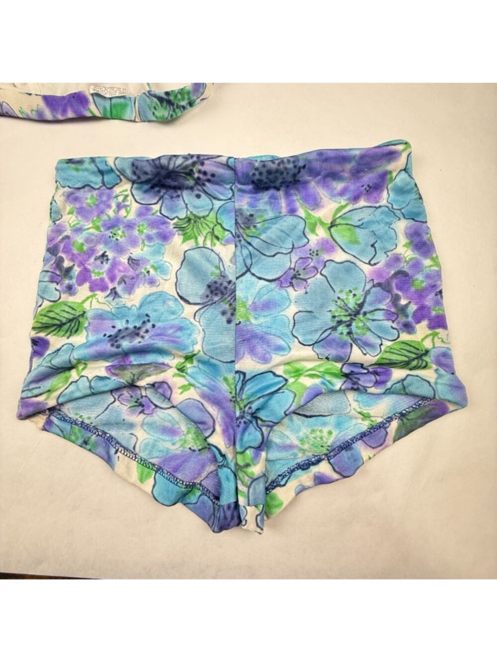 Vintage Sirena Blue Purple Floral 2pc Bathing Suit Size 10 Needs Repairing As-Is - Picture 4 of 13